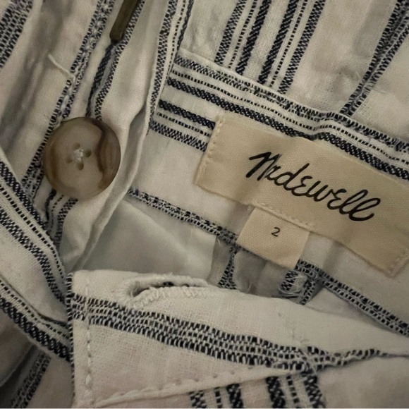 Linen-Cotton Paperbag Pants in Dark Baltic Stripe - Picture 9 of 9